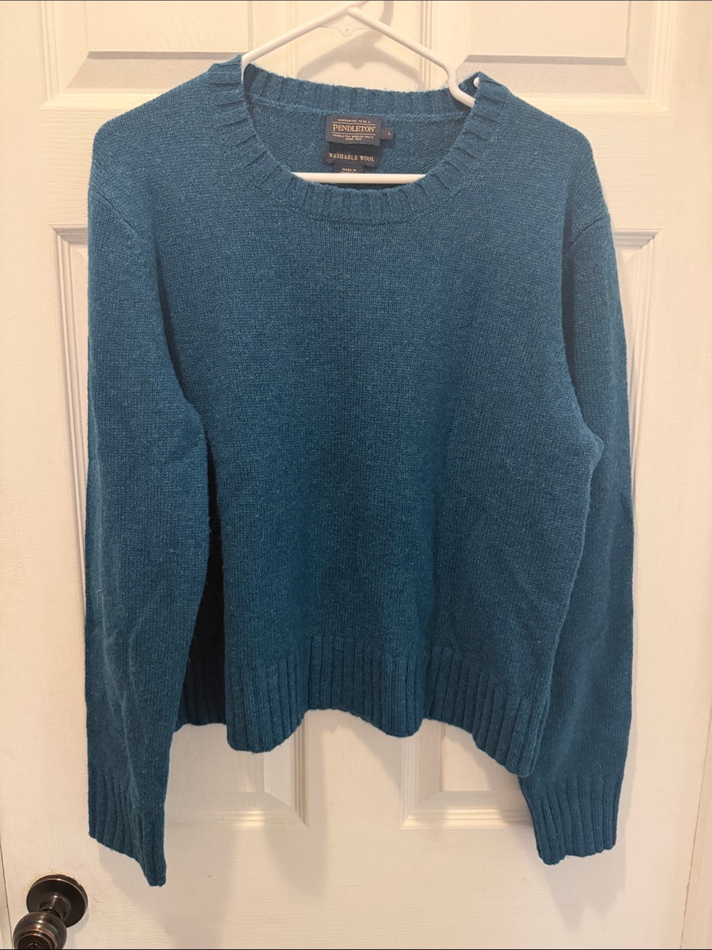 Pendleton Washable Wool Teal Crewneck Sweater Size L